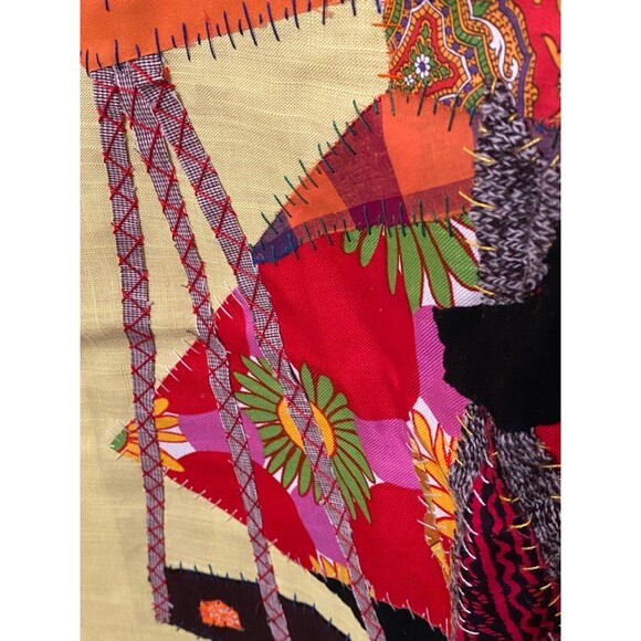 LA FOUGERE Signed HAITIAN Patchwork Applique Folk Art Flag Tapestry Fabric Decor - Picture 6 of 8